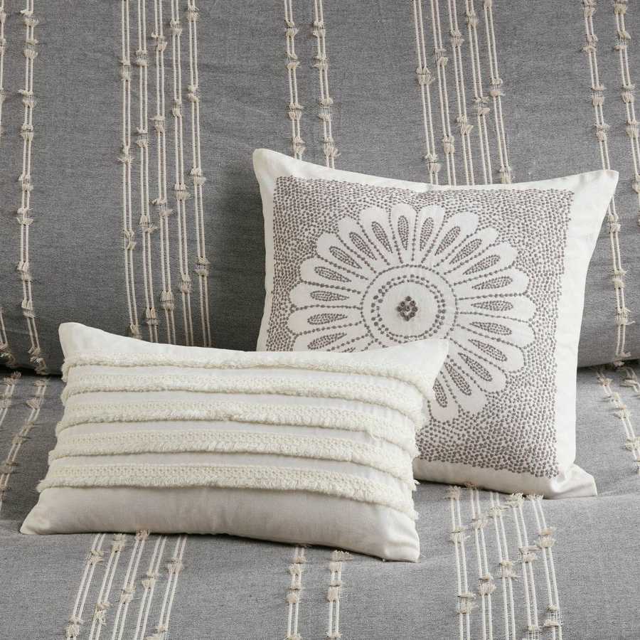 MLNshops cotton jacquard duvet cover set - Cozy Gray