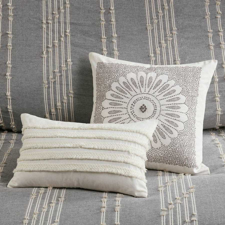MLNshops cotton jacquard duvet cover set - Cozy Gray