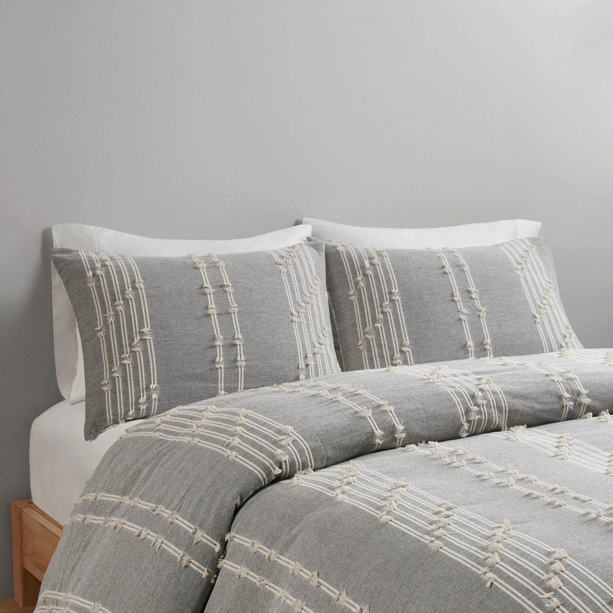 MLNshops cotton jacquard duvet cover set - Cozy Gray