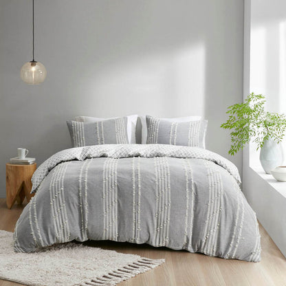 MLNshops cotton jacquard duvet cover set - Cozy Gray