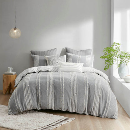MLNshops cotton jacquard duvet cover set - Cozy Gray