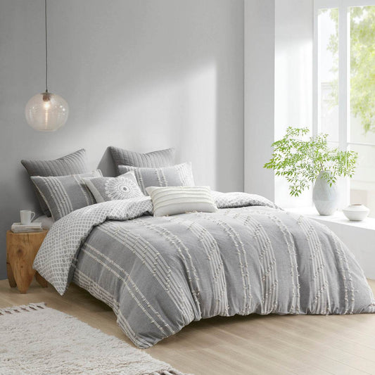 MLNshops cotton jacquard duvet cover set - Cozy Gray - MLNshops