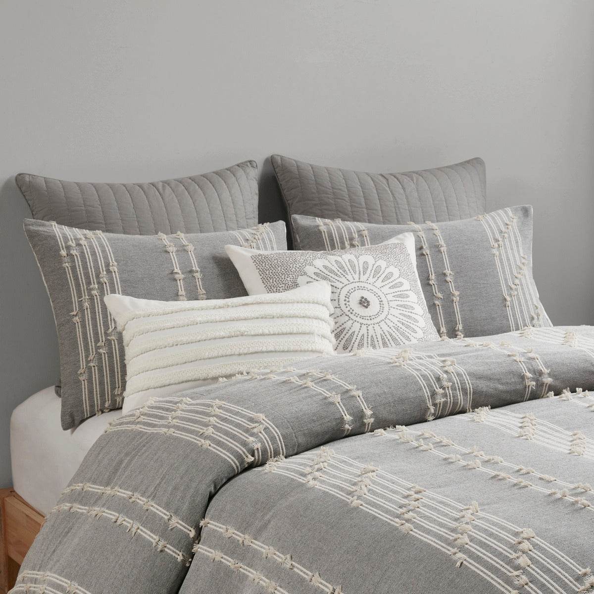 MLNshops cotton jacquard duvet cover set - Cozy Gray