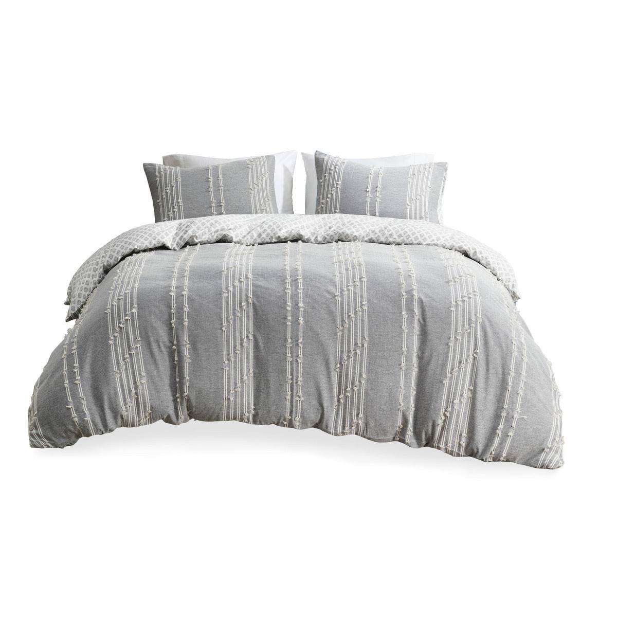 MLNshops cotton jacquard duvet cover set - Cozy Gray