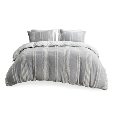 MLNshops cotton jacquard duvet cover set - Cozy Gray