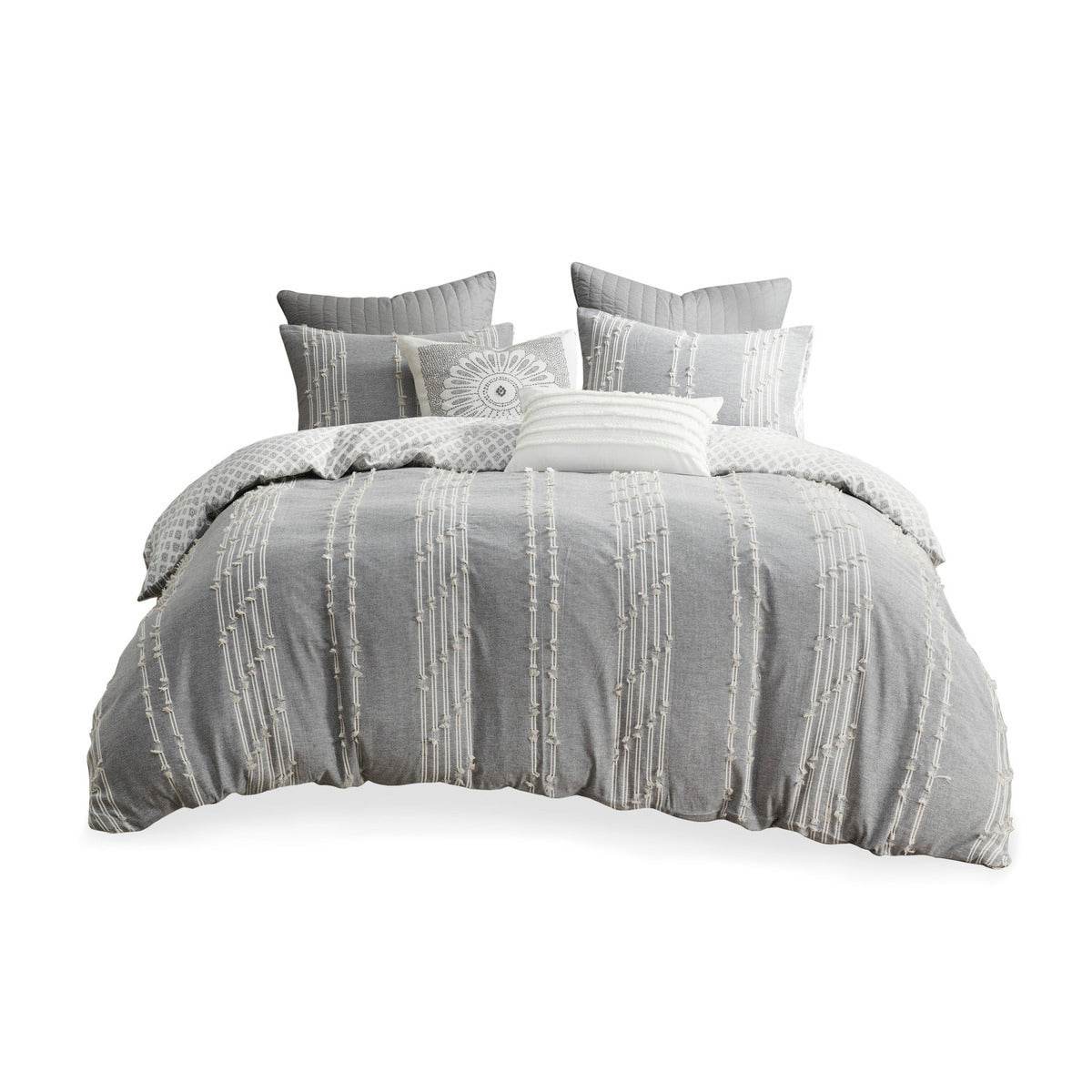 MLNshops cotton jacquard duvet cover set - Cozy Gray