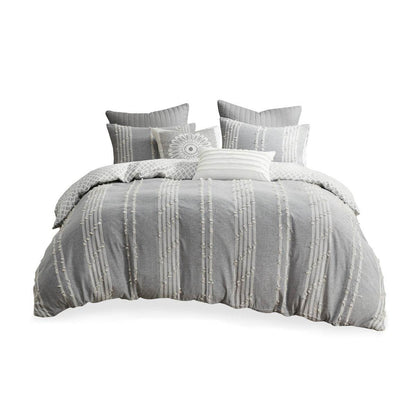 MLNshops cotton jacquard duvet cover set - Cozy Gray