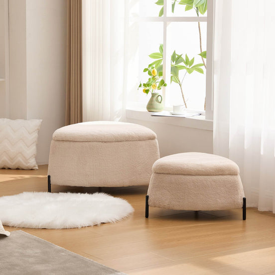 MLNshops faux fur storage ottoman set - 2pc, Hidden Storage