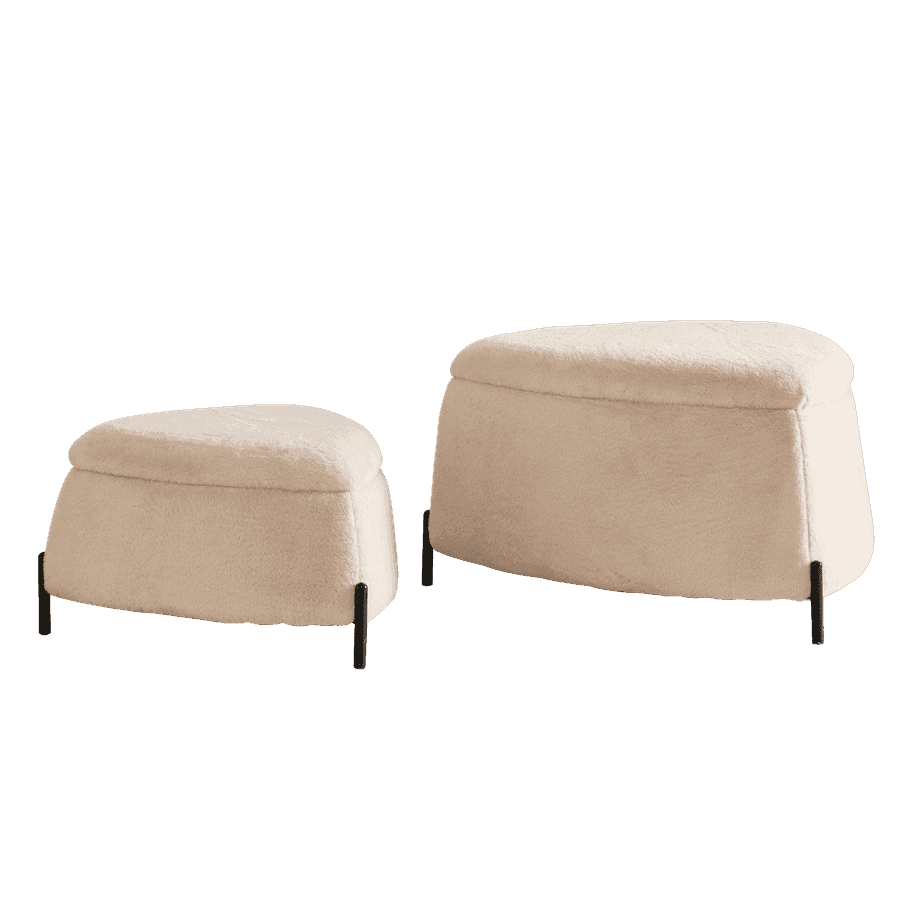 MLNshops faux fur storage ottoman set - 2pc, Hidden Storage Default