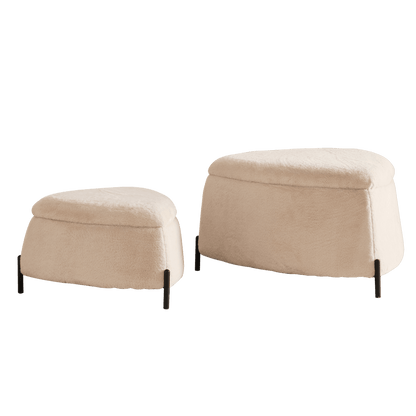 MLNshops faux fur storage ottoman set - 2pc, Hidden Storage Default