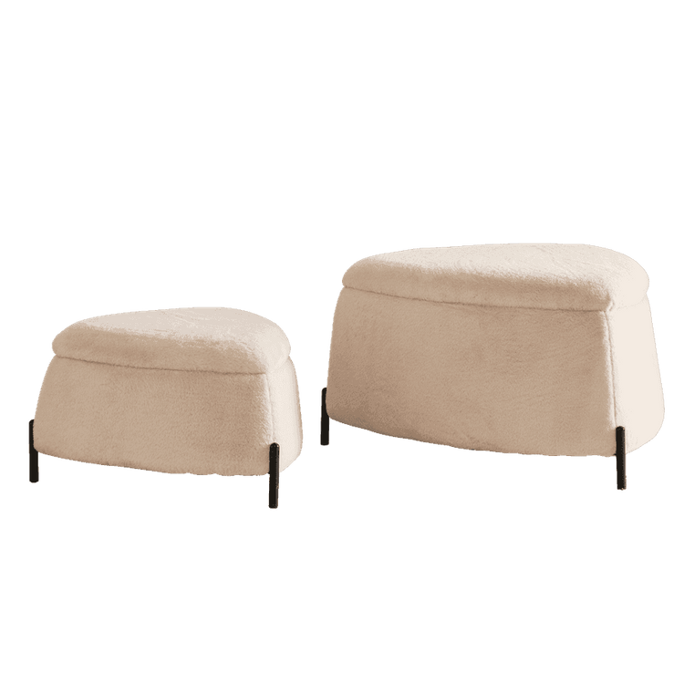 MLNshops faux fur storage ottoman set - 2pc, Hidden Storage Default