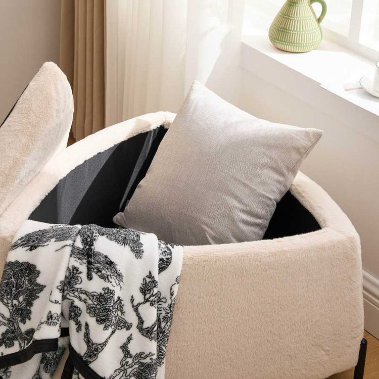 MLNshops faux fur storage ottoman set - 2pc, Hidden Storage