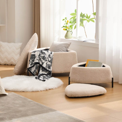 MLNshops faux fur storage ottoman set - 2pc, Hidden Storage