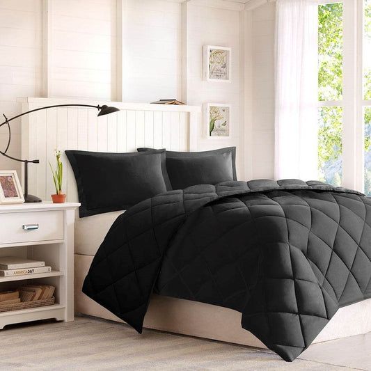 MLNshops full queen black comforter set - Quilted Microfiber - MLNshops