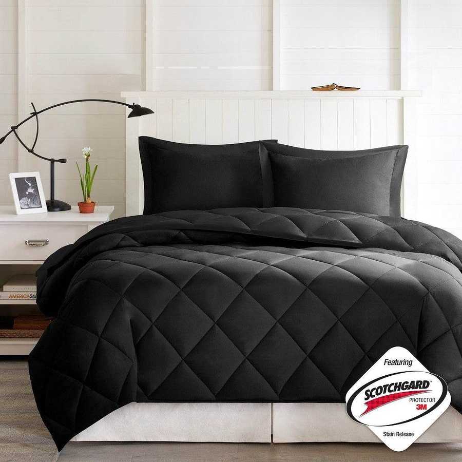 MLNshops full queen black comforter set - Quilted Microfiber