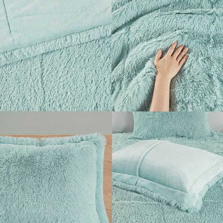 MLNshops Plush full queen faux fur bedding Comforter Set