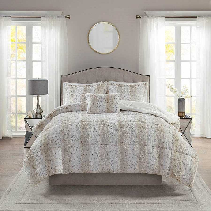 MLNshops Luxury king faux fur comforter set - Plush