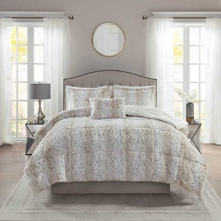 MLNshops Luxury king faux fur comforter set - Plush