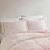 MLNshops king size ombre shaggy comforter set - Plush Pink