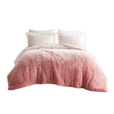 MLNshops king size ombre shaggy comforter set - Plush Pink