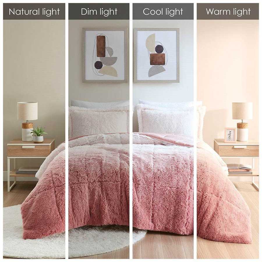 MLNshops ombre shaggy fur comforter set - Ultra-Soft
