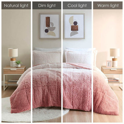 MLNshops ombre shaggy fur comforter set - Ultra-Soft