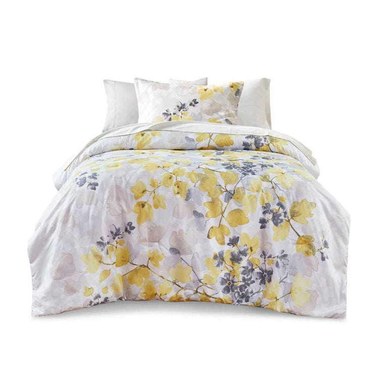 MLNshops Floral Comforter Set queen size bedding set yellow