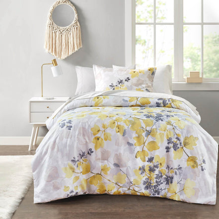 MLNshops Floral Comforter Set queen size bedding set yellow Default