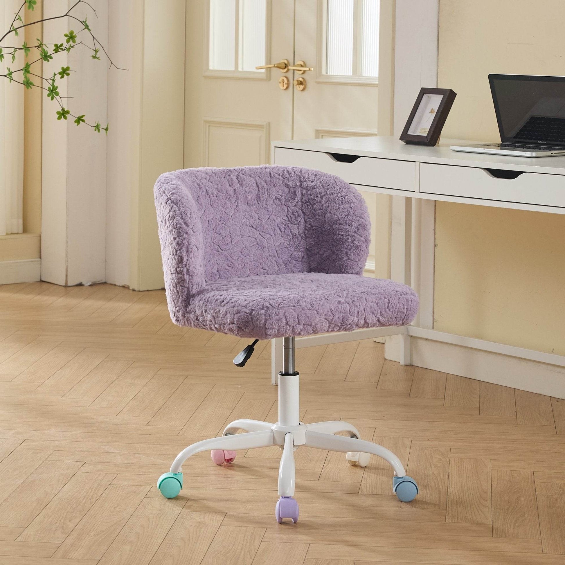MLNshops violet faux fur office chair - Plush Swivel Default