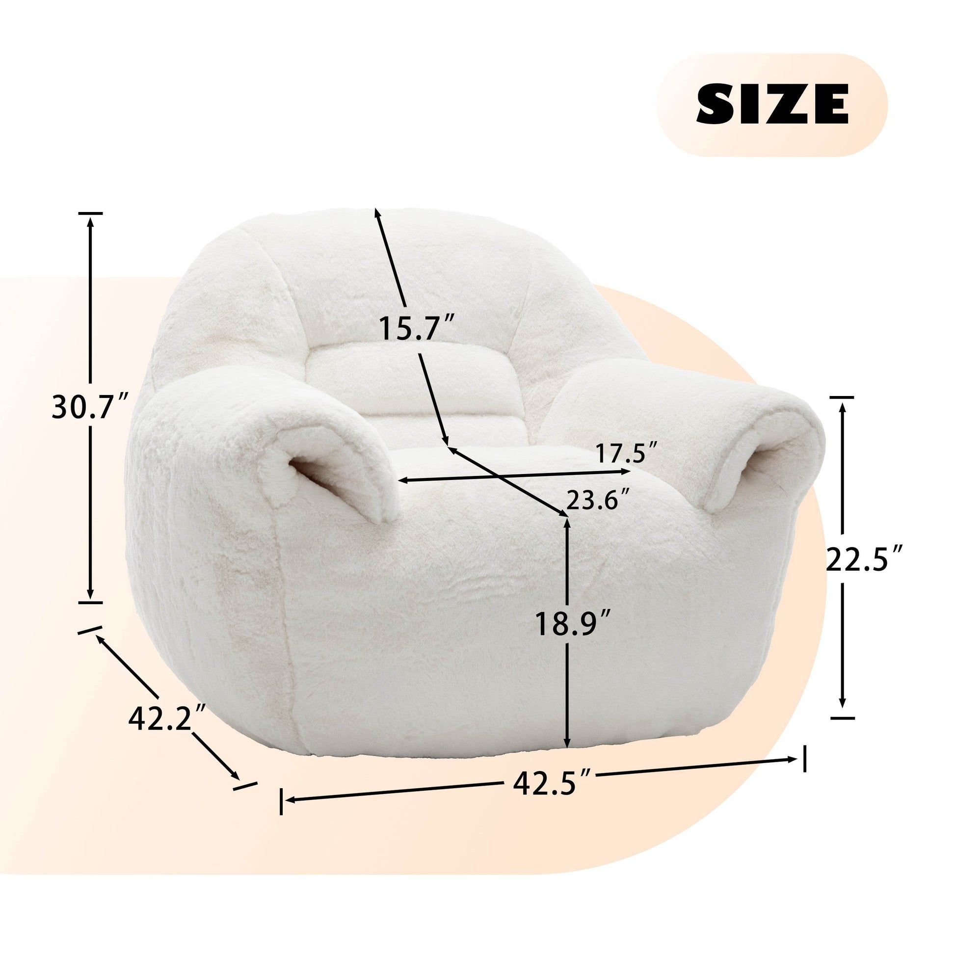 MLNshops Plush Faux Fur white bean bag chair - Cozy