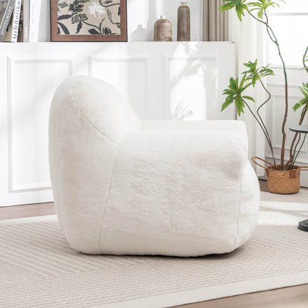 MLNshops Plush Faux Fur white bean bag chair - Cozy