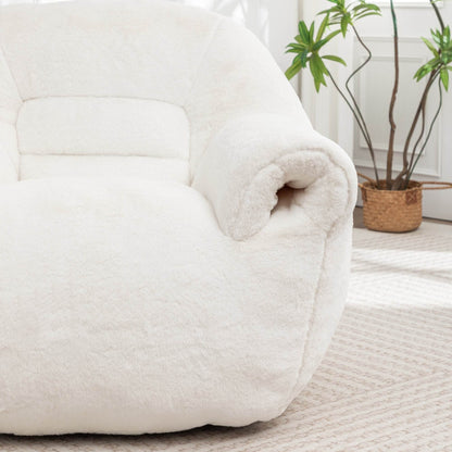 MLNshops Plush Faux Fur white bean bag chair - Cozy