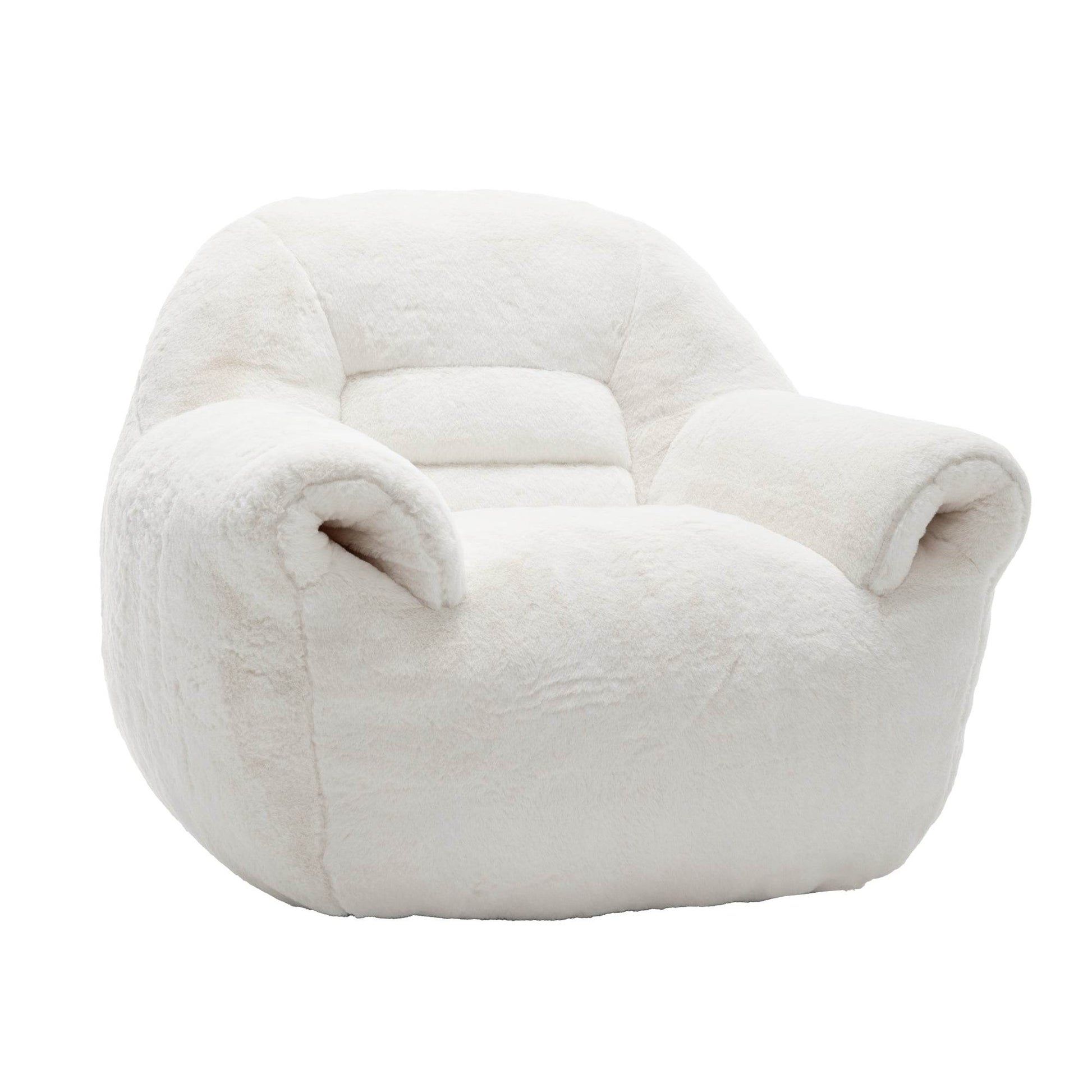MLNshops Plush Faux Fur white bean bag chair - Cozy