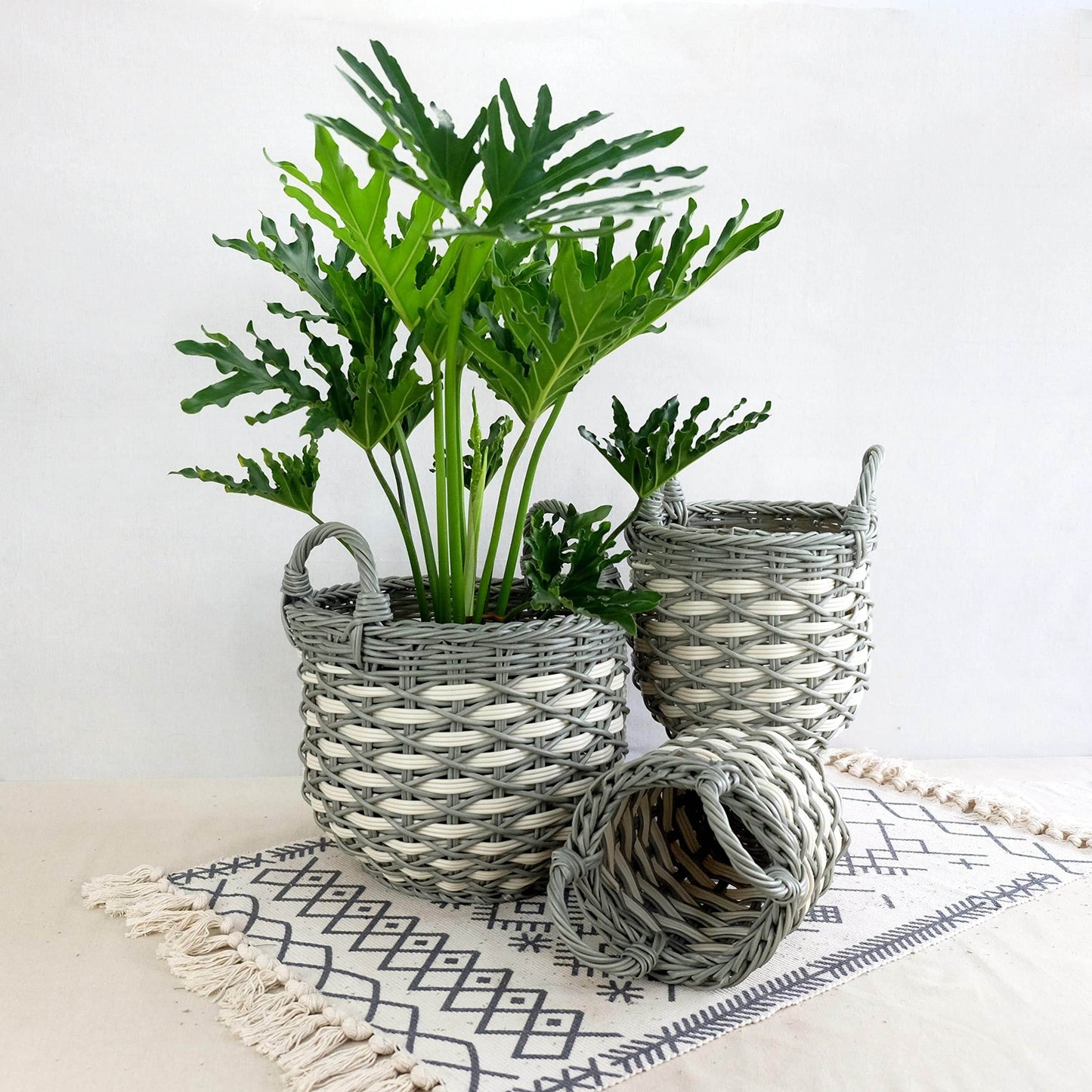 MLNshops 3-Piece woven basket set for laundry and storage