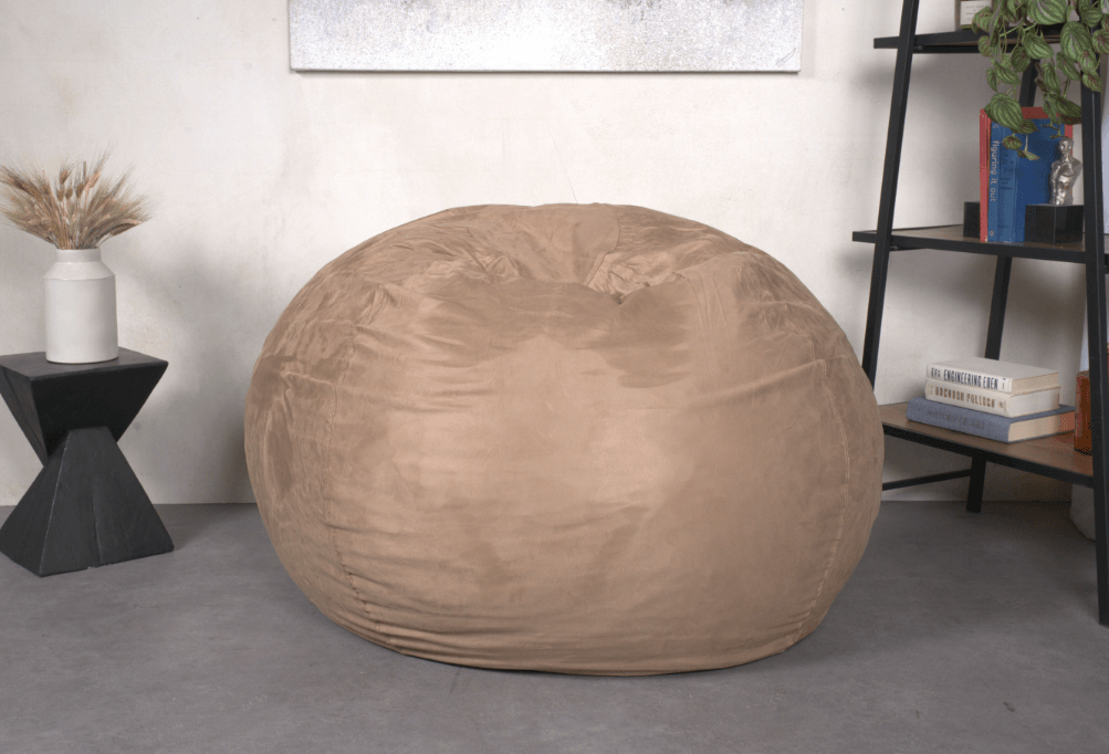 MLNshops Plush Beige high density foam bean bag chair Default