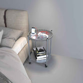 MLNshops round coffee table with wheels, 2-Tier Metal