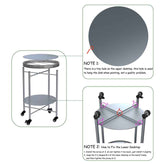 MLNshops round coffee table with wheels, 2-Tier Metal