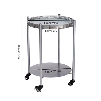 MLNshops round coffee table with wheels, 2-Tier Metal