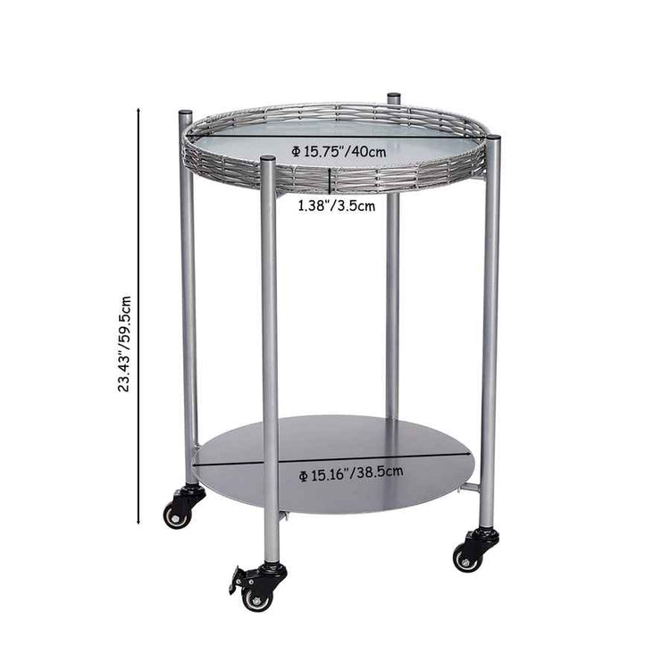 MLNshops round coffee table with wheels, 2-Tier Metal