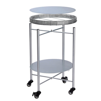 MLNshops round coffee table with wheels, 2-Tier Metal
