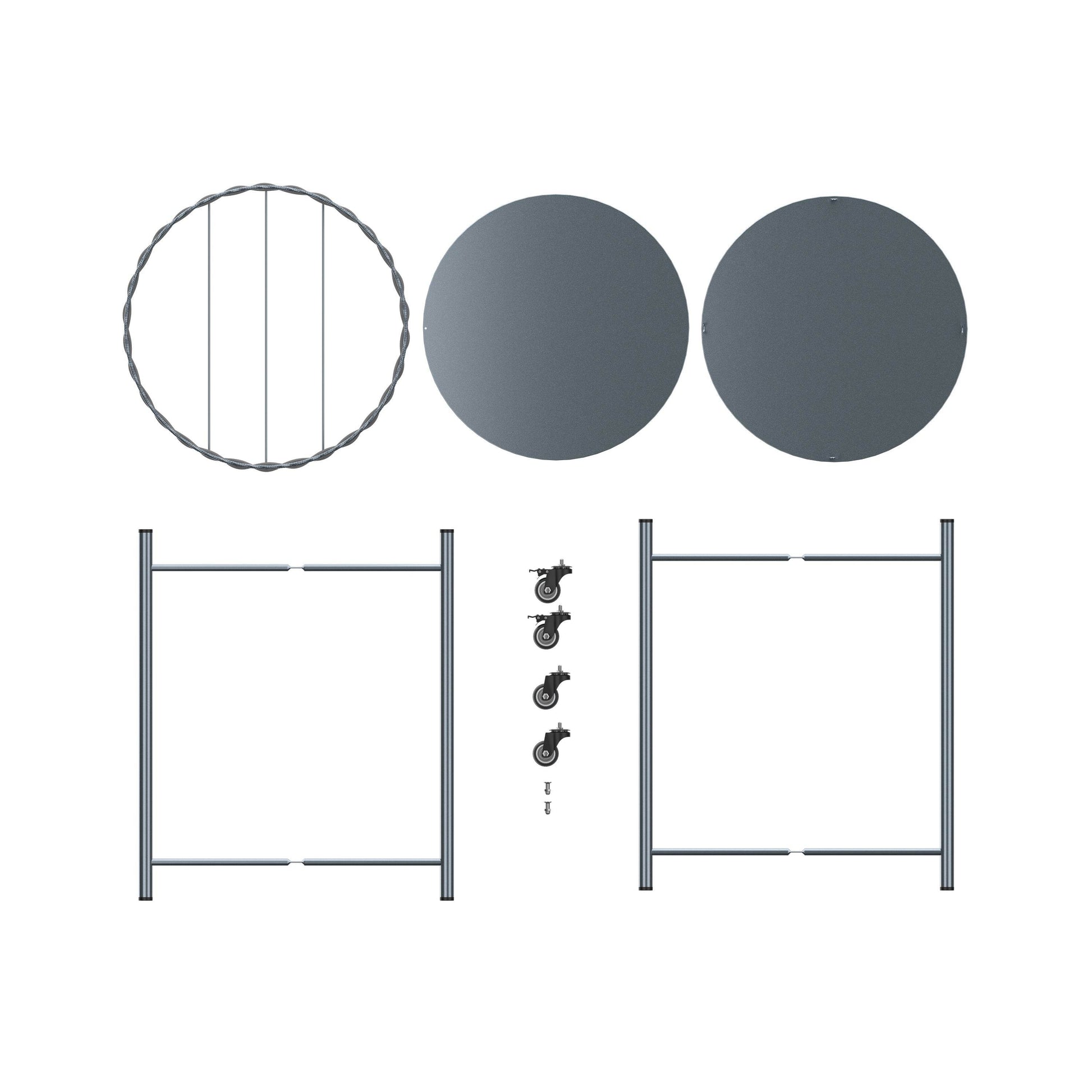 MLNshops round coffee table with wheels, 2-Tier Metal