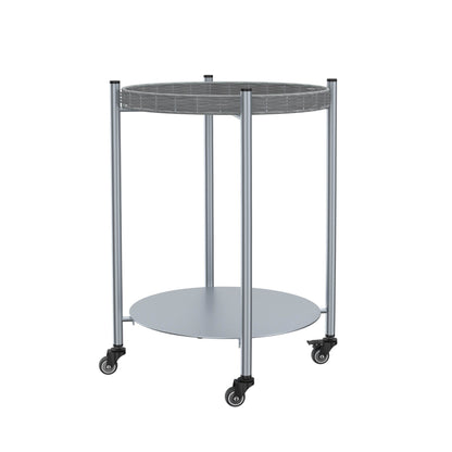 MLNshops round coffee table with wheels, 2-Tier Metal