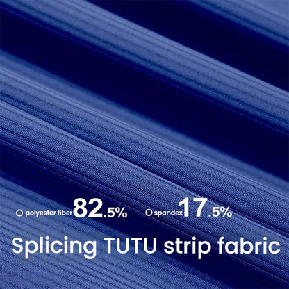 Close-up of Yoga Shorts Tummy Control fabric showing splicing TUTU strip texture made of 82.5% polyester and 17.5% spandex.