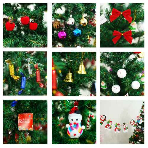 Assorted pendants included with the 5 ft Christmas tree
