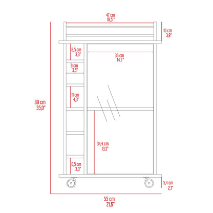 Vegas Glass Two-Door Hexagonal Corner Cabinet With Glass Door, Six Cubbies For Liquor