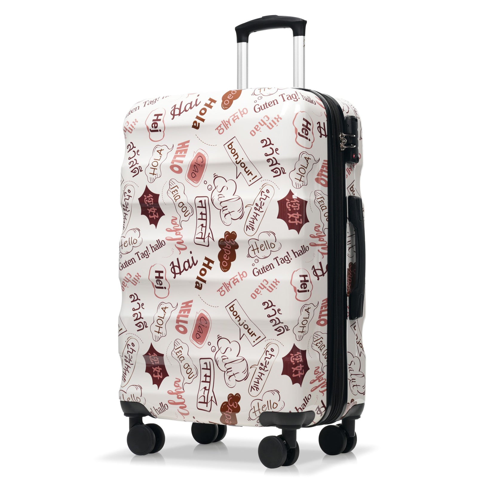 28 Inch Expandable Checked Luggage, Lightweight Glossy Hardshell Travel Suitcase with Spinner Wheels, TSA Lock Default
