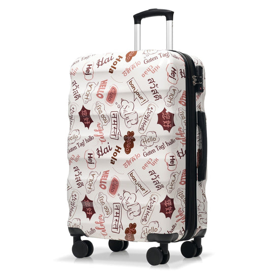 28 Inch Expandable Checked Luggage, Lightweight Glossy Hardshell Travel Suitcase with Spinner Wheels, TSA Lock Default