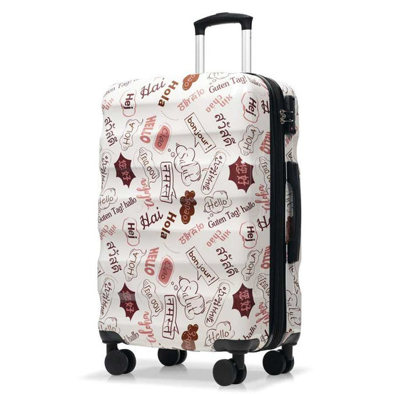 28 Inch Expandable Checked Luggage, Lightweight Glossy Hardshell Travel Suitcase with Spinner Wheels, TSA Lock Default