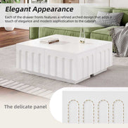 Close-up of Modern Coffee Table from TV Stand and Coffee Table Set, showcasing elegant arched drawer panels and modern design.