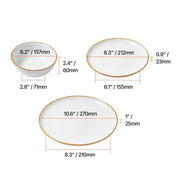 Size chart of 12 PCS Ceramic Dinnerware Set for 4 showing dimensions of plates and bowls for accurate selection.